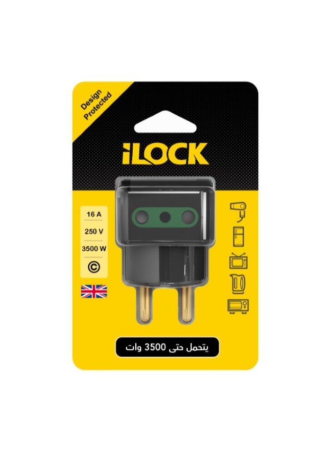 iLOCK - High Quality 3-Way Wall Outlet Adapter-3500W-16A-250V-Black - Image 1