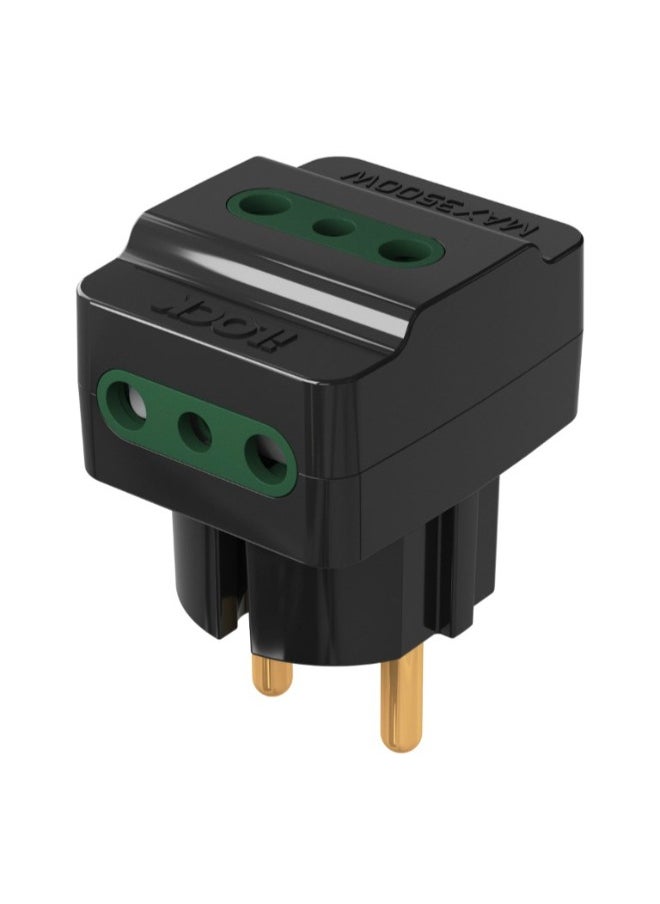 iLOCK - High Quality 3-Way Wall Outlet Adapter-3500W-16A-250V-Black - Image 1