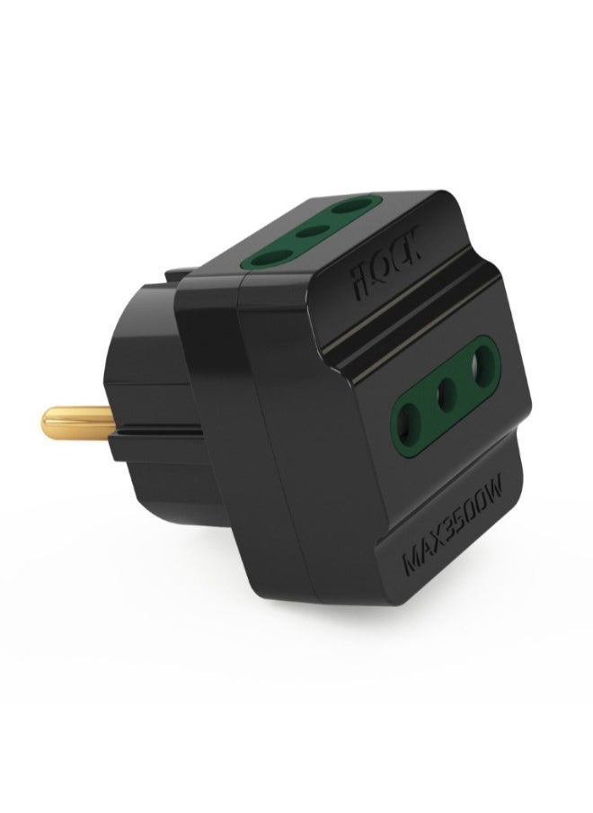 iLOCK - High Quality 3-Way Wall Outlet Adapter-3500W-16A-250V-Black - Image 1