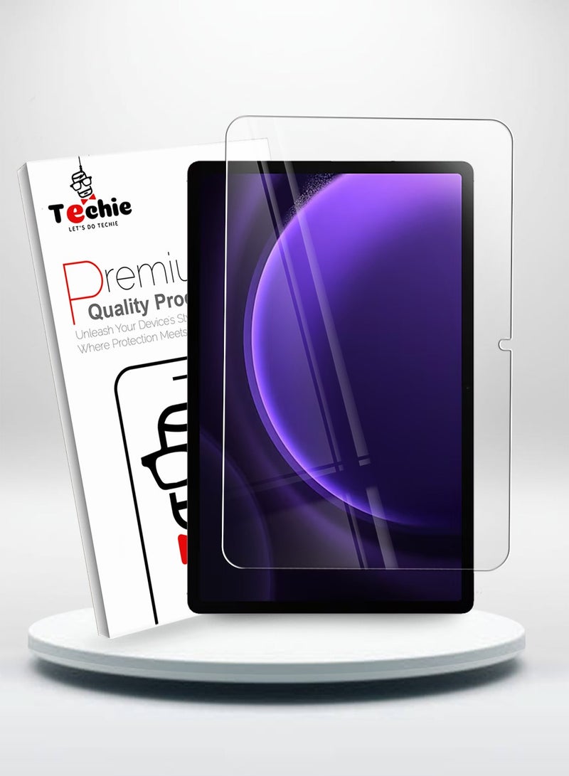 Techie واقي شاشة زجاجي مقوى عالي الدقة لجهاز Samsung Galaxy Tab S9 / S9 FE 2023 مقاس 10.9 بوصة - مضاد للانعكاس ومضاد للفقاعات وصلابة 9H 0.33 مم وحواف مستديرة وسهولة التركيب - Image 1
