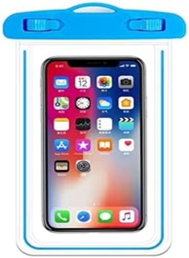 Waterproof ELMO3EZZ Phone Case Universal IPX8 Phone Pouch Underwater Dry Bag with Lanyard Waterproof Phone Cover Travel Essentials Watertight Mobile Phone Cases Covers for Most Phones (Blue)