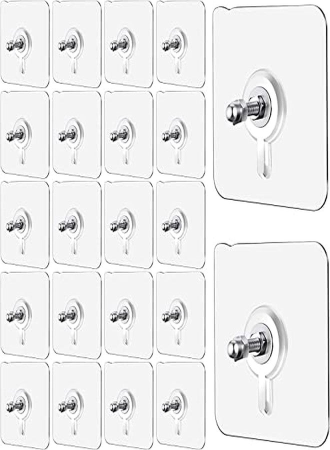 CRIYALE Stainless Steel Wall Hook Hanging Strong Heavy Duty | Wall Hooks for Photo Frames Hanger Sticker Nail Free Seamless Adhesive Non-Trace No Drilling Installation, Waterproof (Pack of 20) - Image 1