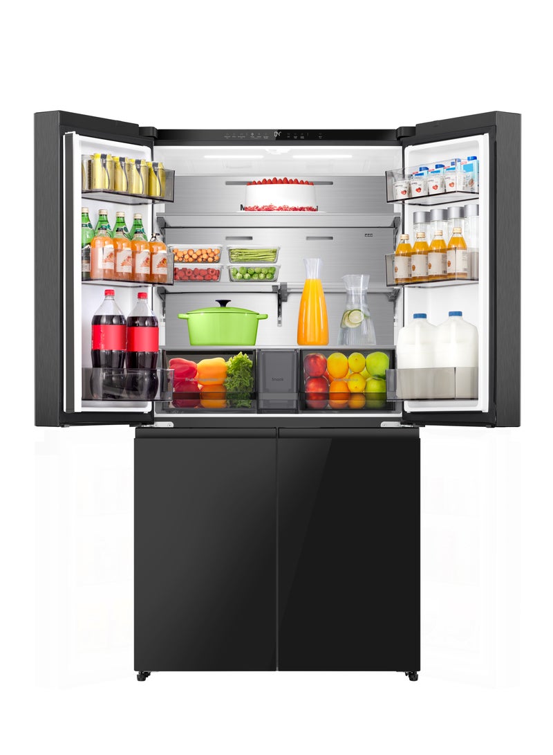 هايسنس ثلاجة هايسنس 620 لتر بسعة 21.9 قدم مكعب، بأربعة أبواب، بتقنية العاكس، وباب زجاجي أسود، وثلاث مناطق تبريد. RQ640P5GBC - Image 5