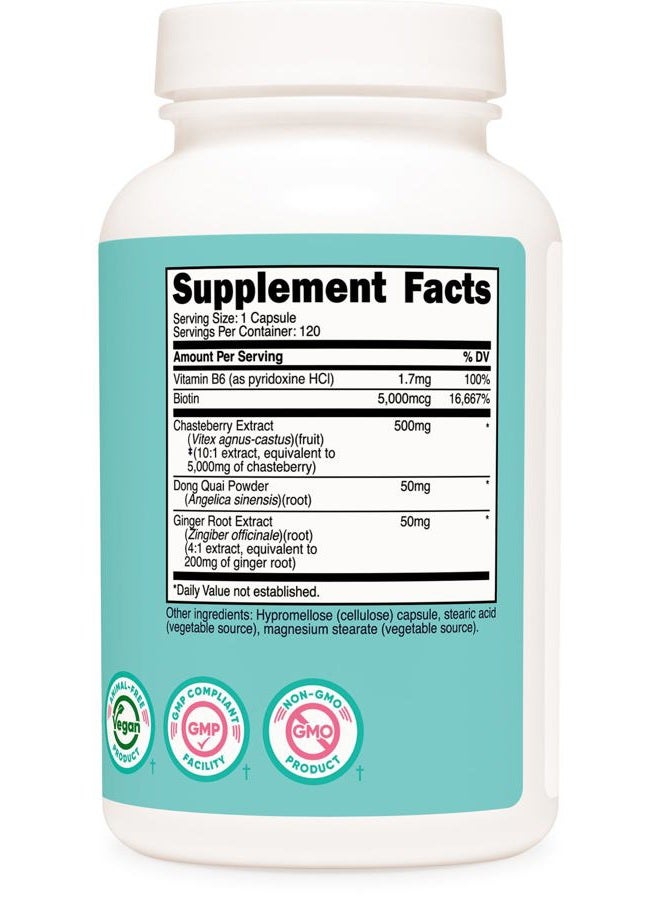 Nutricost Chasteberry Supplement for Women 120 Capsules, 5000mg Equivalent Per Serving (from 500mg of 10:1 Extract), with Dong Quai & Ginger Root Extract, Vegetarian, Gluten Free & Non-GMO - Image 5