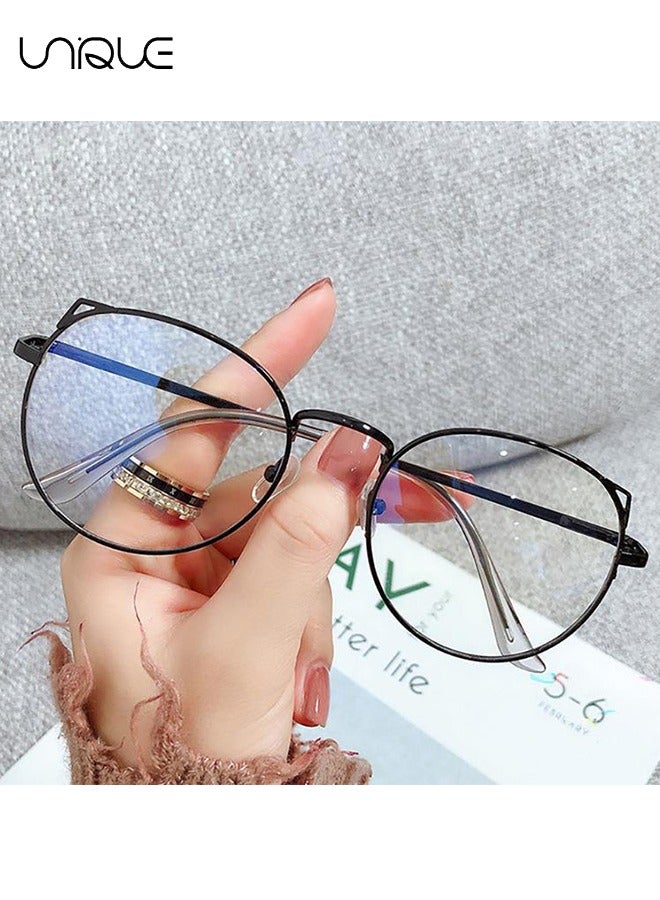 يونيك نظارات - نظارات أذن القطط الرجعية - نظارات حجب الضوء الأزرق - نظارات غير قصر النظر - نظارات للجنسين - قراءة الدماغ / الألعاب / التلفزيون / نظارات الهاتف المحمول - مضاد لإجهاد العين - أسود - Image 5