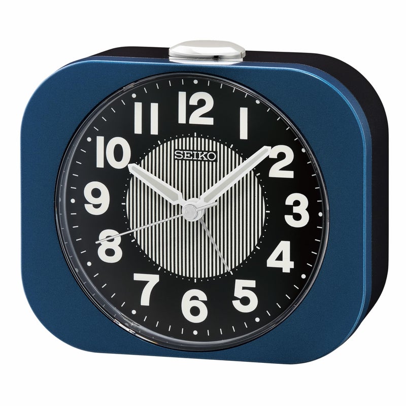 SEIKO QHE206LLH Non Ticking Bedroom Alarm Clock Metallic Blue 39 x 44 Inches - Image 2