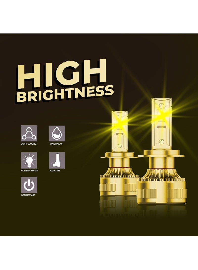 TBS DESIGN TBS DESIGN T30 Golden LED Headlights 80W Per Bulb with 8000LM 4300K Natural Yellow Color Long-Lasting LED Upgrade Waterproof, Easy Fit Superior Brightness and Safe Night Driving - Image 2