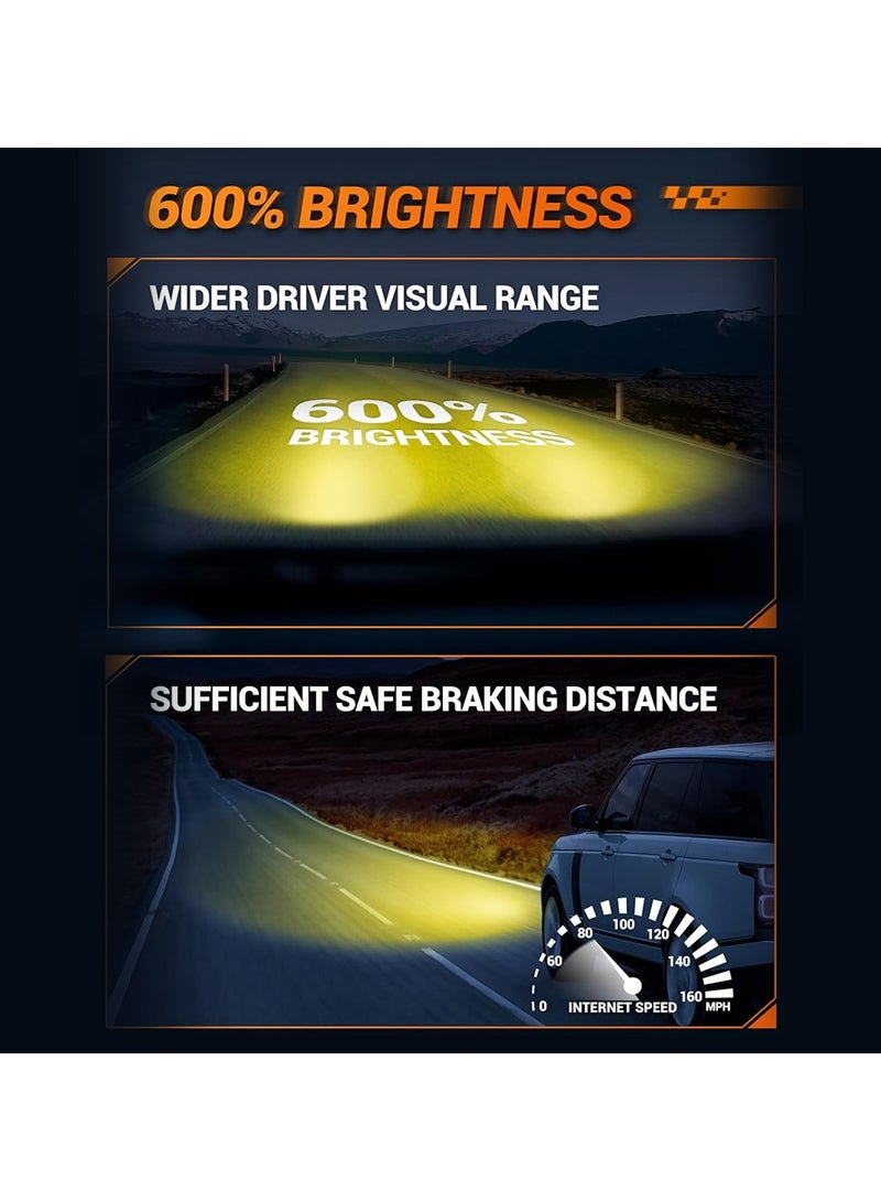 TBS DESIGN TBS DESIGN T30 Golden LED Headlights 80W Per Bulb with 8000LM 4300K Natural Yellow Color Long-Lasting LED Upgrade Waterproof, Easy Fit Superior Brightness and Safe Night Driving - Image 3