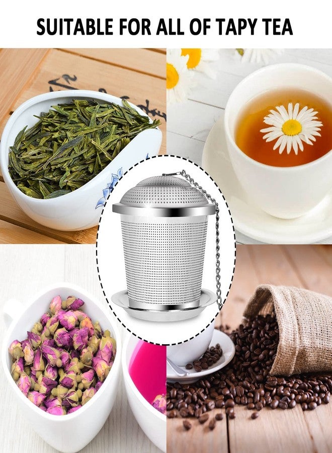 Numola Tea Infuser for Loose Tea, Loose Leaf Tea Infusers Set, Fine Mesh Tea Steeper with Spoon and Drip Trays, Tea Diffusers with Extented Chain Hook for Tea Lovers - Image 4