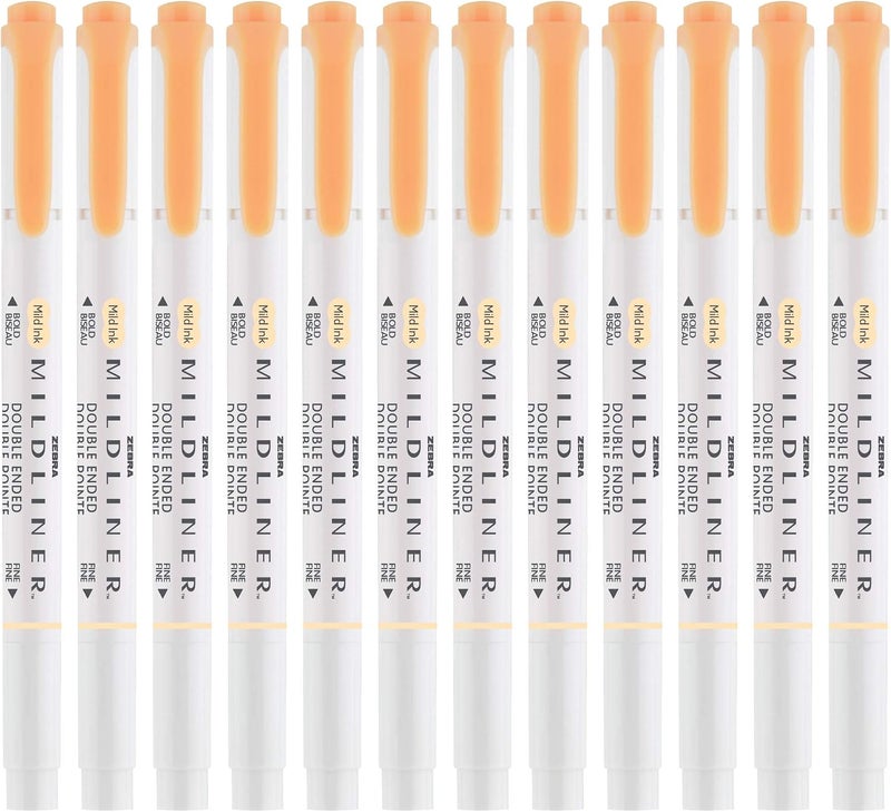 Zebra Pen Mildliner Double Ended Highlighter, Broad and Fine Tips, Orange, 12-Count - Image 3