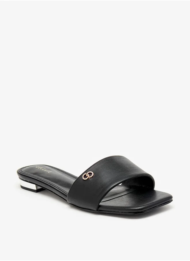 سيليست Women's Logo Embellished Slides