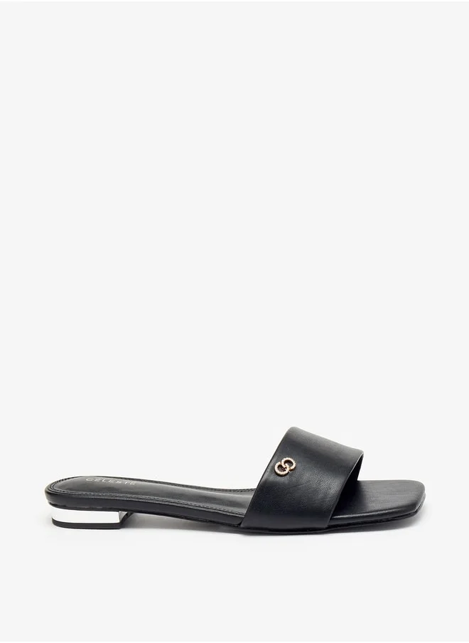 سيليست Women's Logo Embellished Slides