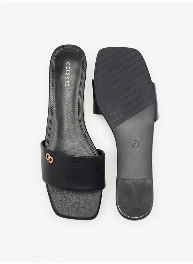 سيليست Women's Logo Embellished Slides