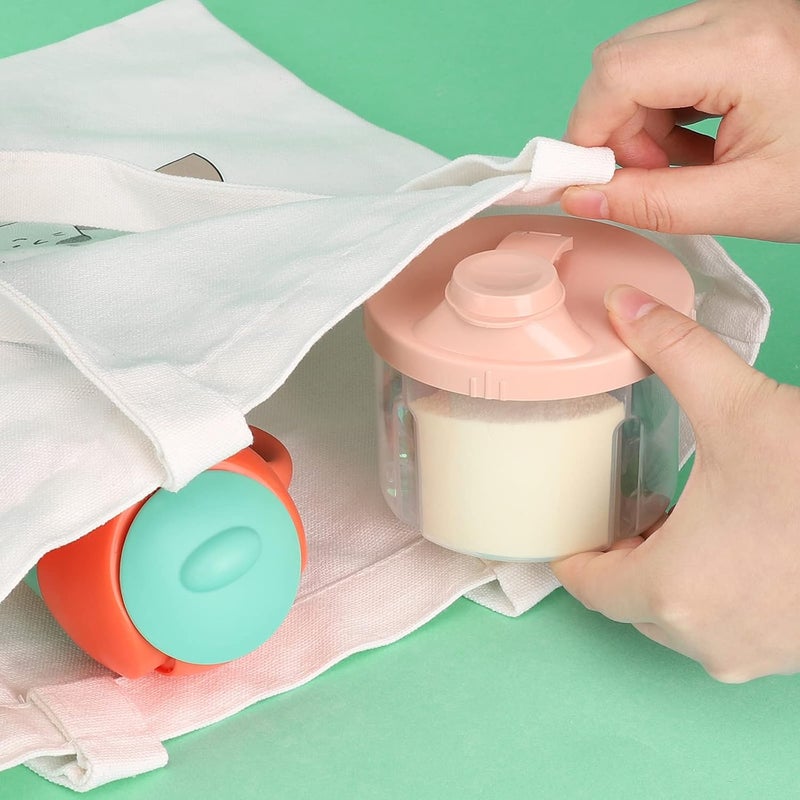 accmor حافظة حليب الأطفال Accmor للسفر غير قابلة للتسرب مع تصميم دوار بأربعة أقسام لحفظ الحليب البودرة ووجبات الأطفال للرضع والأطفال الصغار للسفر في الهواء الطلق باللون الوردي - Image 2