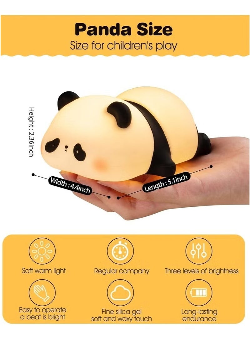 LED Cute Panda Night Light, 3-Level Dimmable Nursery Night Light, Squishy Silicone Night Light, Rechargeable Bedside Touch Lamp, Soft & Safe Night Light for Boys, Girls, Baby & Children, Perfect Room Decor & Gift - Image 2