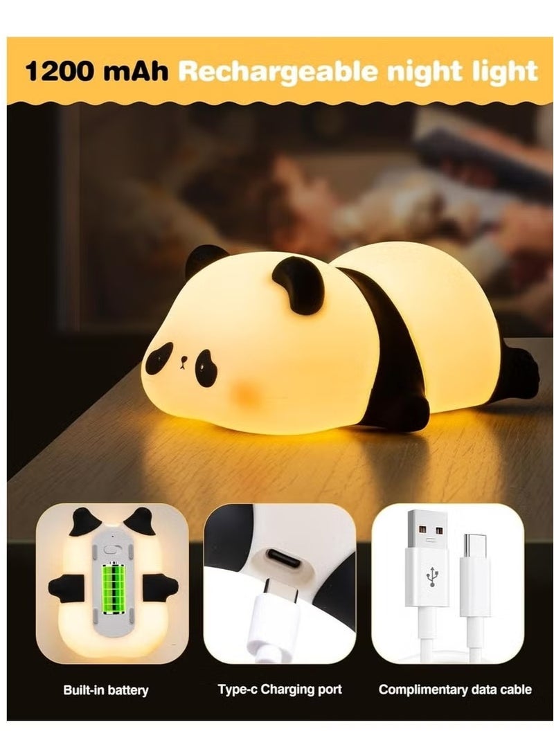 LED Cute Panda Night Light, 3-Level Dimmable Nursery Night Light, Squishy Silicone Night Light, Rechargeable Bedside Touch Lamp, Soft & Safe Night Light for Boys, Girls, Baby & Children, Perfect Room Decor & Gift - Image 3
