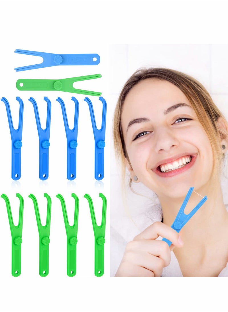 NIBEMINENT - Dental Floss Holder, 10 Pcs Reusable Flosser Holder Handle Durable Adults and Kids Tools for Oral Clearing (Blue, Green) - Image 1