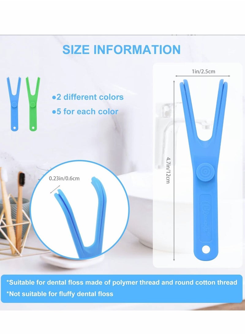 NIBEMINENT - Dental Floss Holder, 10 Pcs Reusable Flosser Holder Handle Durable Adults and Kids Tools for Oral Clearing (Blue, Green) - Image 1