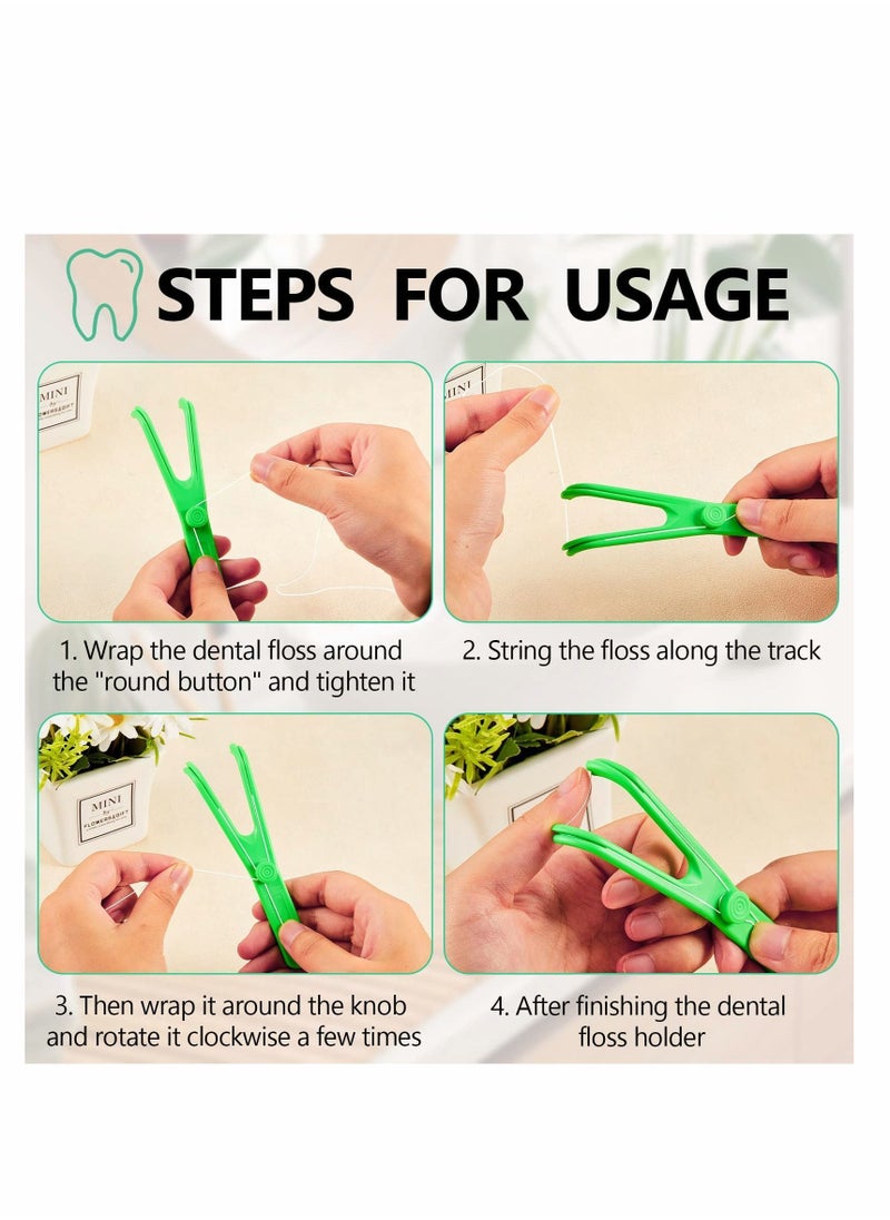 NIBEMINENT - Dental Floss Holder, 10 Pcs Reusable Flosser Holder Handle Durable Adults and Kids Tools for Oral Clearing (Blue, Green) - Image 1