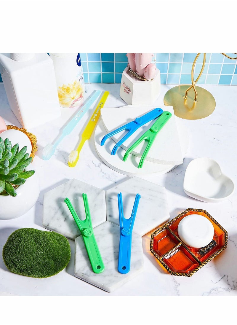 NIBEMINENT - Dental Floss Holder, 10 Pcs Reusable Flosser Holder Handle Durable Adults and Kids Tools for Oral Clearing (Blue, Green) - Image 1