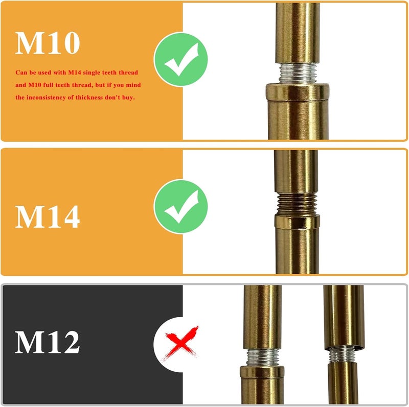 KCO Lighting M14 Threaded Extension Rod 7.89“ and 11.8" Brass Gold Extension Rods Lighting Fixture Downrods Stems Chandelier Extension Rods - Image 2