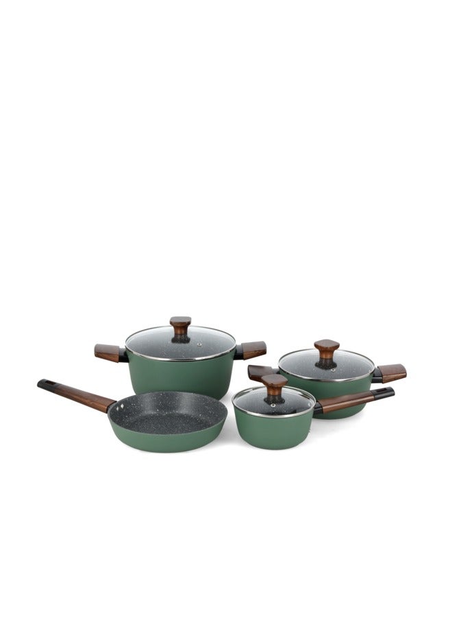 PARFAIT 7-Piece Durable Non-Stick Aluminium Cookware Set Grey And Brown 30.5 X 15.5 X 55.5 Cm 2019F-10-G - Image 2