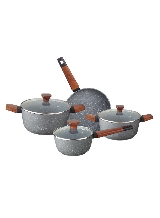 PARFAIT 7-Piece Durable Non-Stick Aluminium Cookware Set Grey And Brown 30.5 X 15.5 X 55.5 Cm 2019F-10-G - Image 1