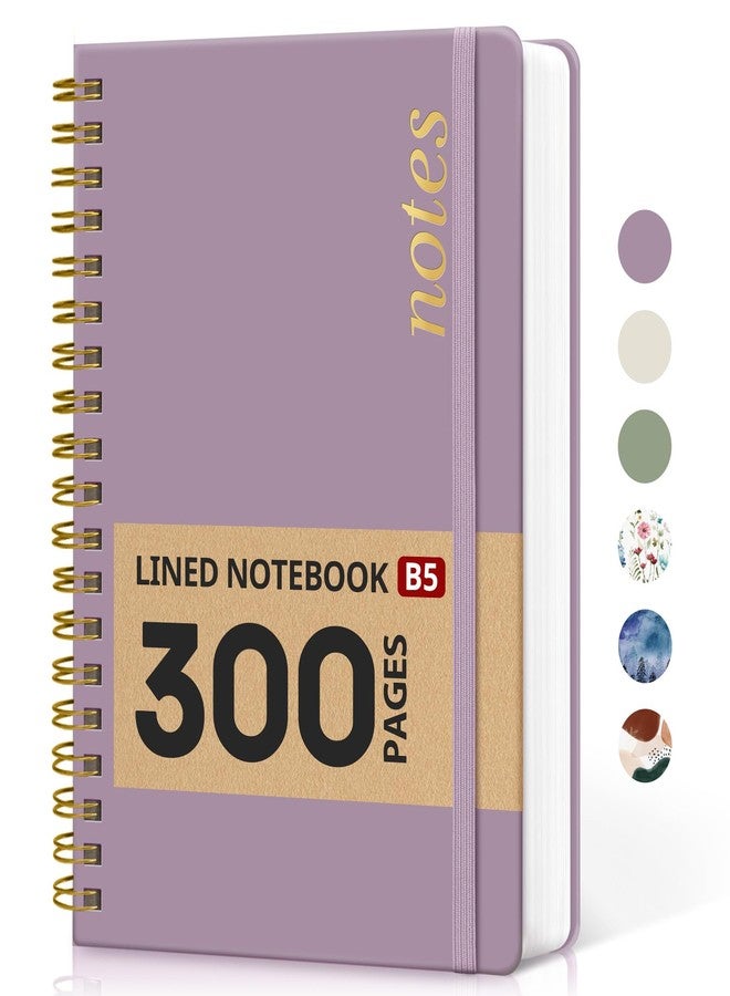Taja Lined Spiral Notebook Journal for Work, 300 Pages Thick B5 (7.1"x10") College Ruled Journal for Women & Writing, Hardcover Notebook for Note Taking, Perfect for Office Home School Supplies, Purple - Image 1