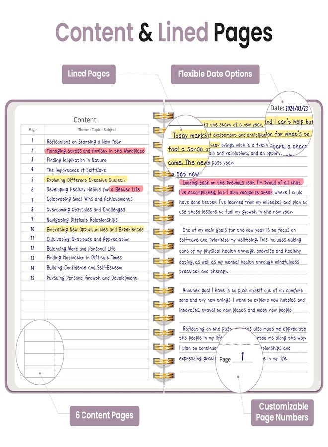 Taja Lined Spiral Notebook Journal for Work, 300 Pages Thick B5 (7.1"x10") College Ruled Journal for Women & Writing, Hardcover Notebook for Note Taking, Perfect for Office Home School Supplies, Purple - Image 3