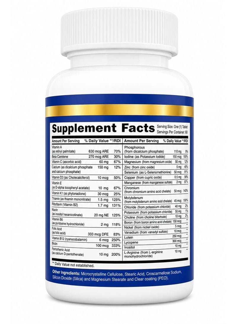 Natural Fervor Megaton Men 50+ Super Multivitamin Tablets 60’s | Energy, Heart, Bone & Cognitive Support | Daily Supplement for Men Over 50 - Image 3