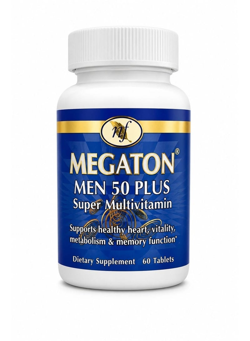 Natural Fervor Megaton Men 50+ Super Multivitamin Tablets 60’s | Energy, Heart, Bone & Cognitive Support | Daily Supplement for Men Over 50 - Image 1
