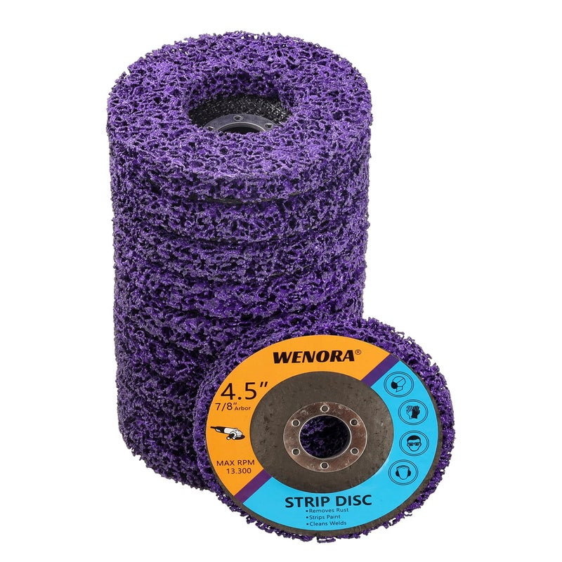 WENORA 10 Pack Strip Discs Stripping Wheel for Angle Grinder, 4-1/2" x 7/8" Rust Remover Discs, Clean and Remove Paint Coating Rust Welds Oxidation(Purple) - Image 1
