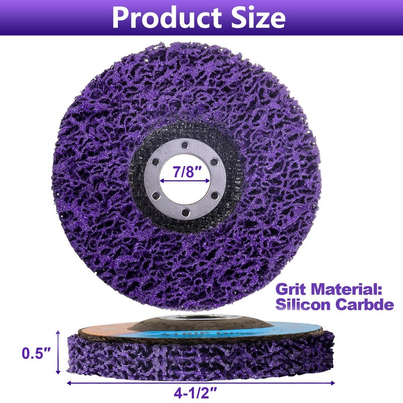 WENORA 10 Pack Strip Discs Stripping Wheel for Angle Grinder, 4-1/2" x 7/8" Rust Remover Discs, Clean and Remove Paint Coating Rust Welds Oxidation(Purple) - Image 2