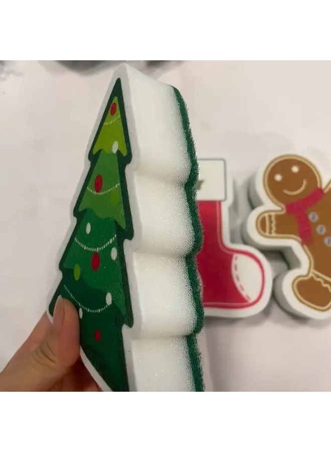 Christmas Tree Shaped Durable PU Scrubber Sponge For Kitchen Bathroom Holiday Decorations - Image 4