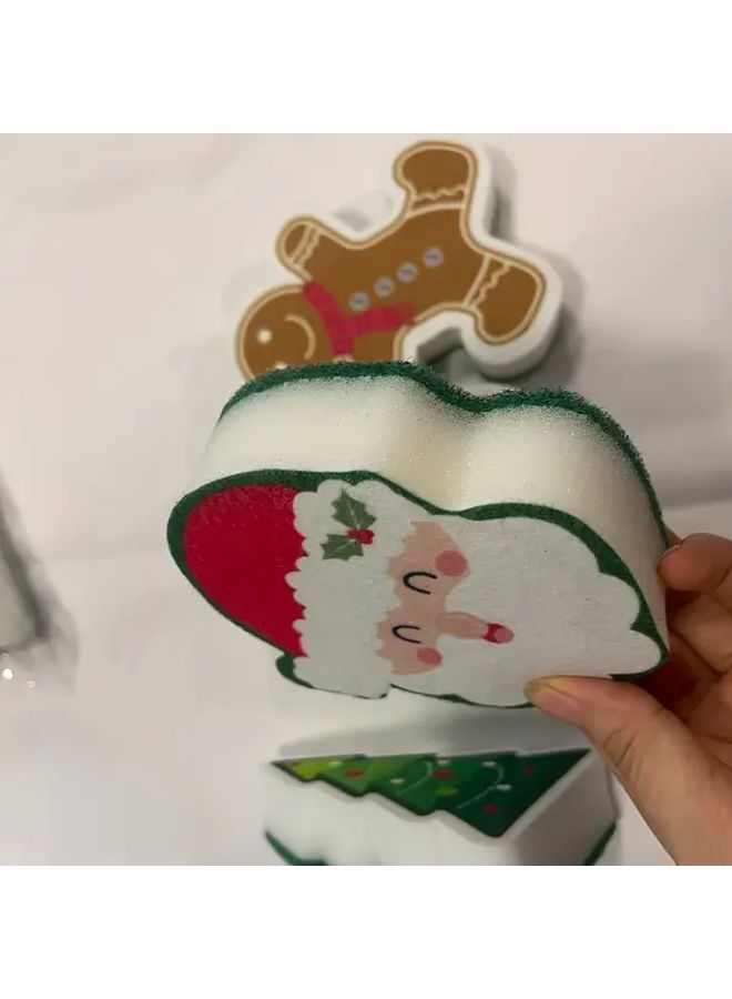 Christmas Tree Shaped Durable PU Scrubber Sponge For Kitchen Bathroom Holiday Decorations - Image 1