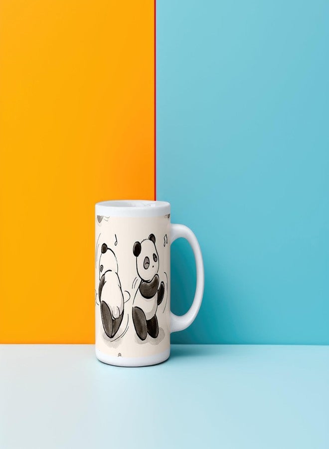 Clapcart Printed Designer Coffee Mug - White Ceramic Mug (Panda Dance - Design Print Coffee Mugs), 325 ML - Image 5