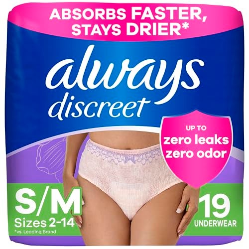 Always Discreet Adult Incontinence Underwear for Women and Postpartum Underwear SmallMedium Up to 100 Bladder Leak Protection 19 Count - Image 2