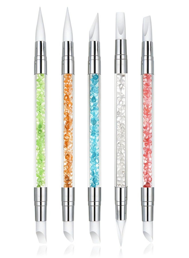 AIBEE 5Pcs Silicone Nail Tools, AIBEE Dual Tipped Nail Sculpting Tool Acrylic Handle Rubber Nail Brush Nail Art Tools for Design Carving Drawing Shaping - Image 1