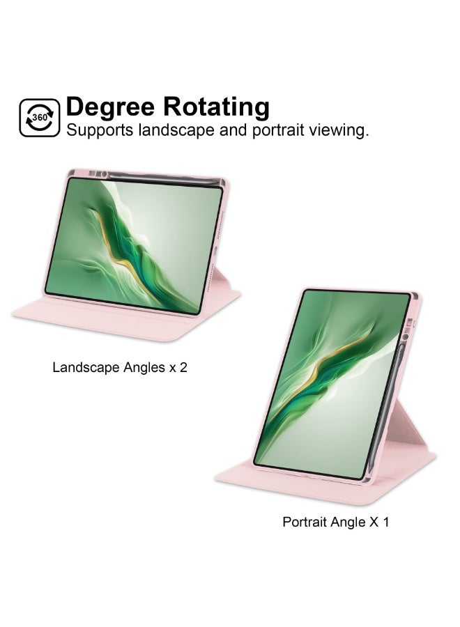 يوارب كينج غلاف الدوارة 12.1 بوصة متوافق مع Honor Pad 10 مع غطاء الدوارة 360 درجة مع غطاء مفتوح متعدد الزوايا مع قلم وردي - Image 3