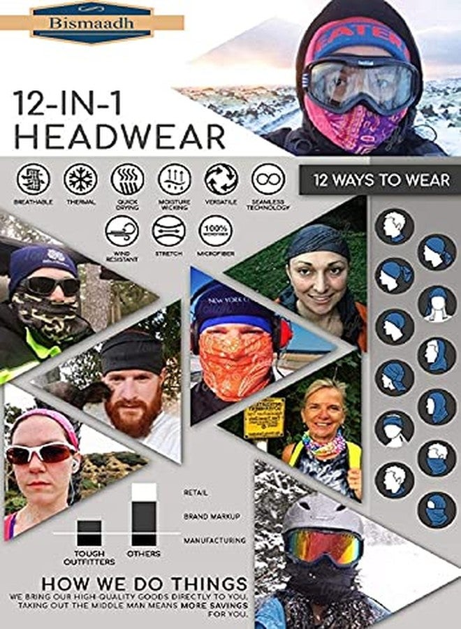 BISMAADH Unisex Seamless Stretchy Bandanas Multi-Purpose Balaclava Headband Scarf for Outdoor, Sports, Dust Protection Black - Image 5