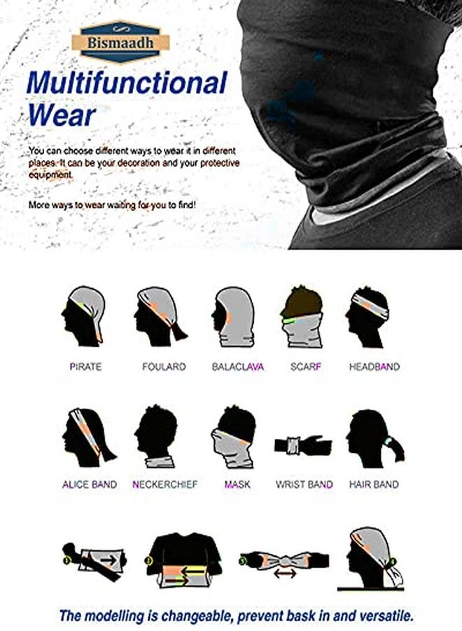 BISMAADH Unisex Seamless Stretchy Bandanas Multi-Purpose Balaclava Headband Scarf for Outdoor, Sports, Dust Protection Black - Image 3
