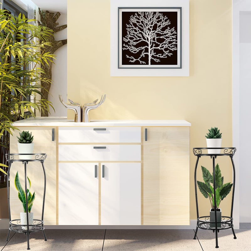 Kavlium 2-Pack Plant Stand Indoor Outdoor,Tall Black Metal Rustproof Stable Plant Stands,2 Tier 27.1 inch Multiple Plant Rack for Planter Corner Garden Living Room & Garden - Image 4
