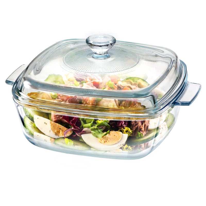 NUTRIUPS Small Square Casserole Dish with Lid Oven Safe Covered Glass Casserole Dish 78 Inches Glass Microwave Bowls With Lids Microwavable Cookware Small15L