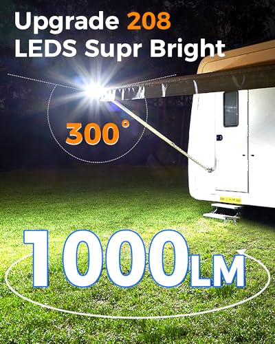 LUHLEE 208LED High Bright Solar RV Lights Exterior Clip on Solar RV Porch Light 6000 mAh Camper Lights for Outside with Remote Control Camping Light Outdoor Waterproof Motion Sensor for Camper Awning - Image 3
