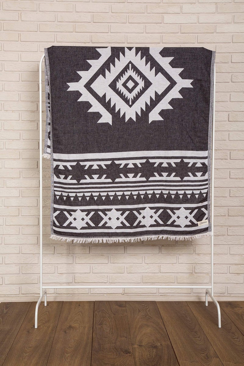Bersuse 100% Cotton Cozumel Turkish Towel Beach Towel Bath Towel Dual Layer Peshtemal Beach Blanket Beach Essentials - 39x71 Inches, Black - Image 5