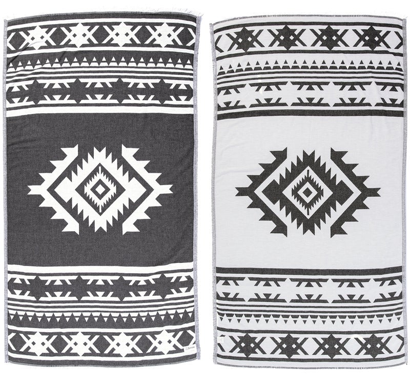 Bersuse 100% Cotton Cozumel Turkish Towel Beach Towel Bath Towel Dual Layer Peshtemal Beach Blanket Beach Essentials - 39x71 Inches, Black - Image 1