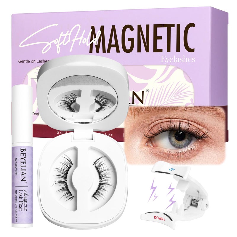 BEYELIAN Magnetic Eyelashes with Applicator, Soft Magnetic Lashes Natural Look Upgrade Lash Fixer Comfortable & Secure Fit Easy to Apply Reusable (CS101+Lash Fixer) - Image 1