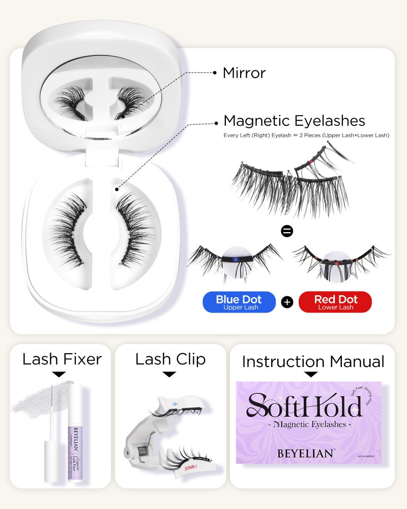 BEYELIAN Magnetic Eyelashes with Applicator, Soft Magnetic Lashes Natural Look Upgrade Lash Fixer Comfortable & Secure Fit Easy to Apply Reusable (CS101+Lash Fixer) - Image 2