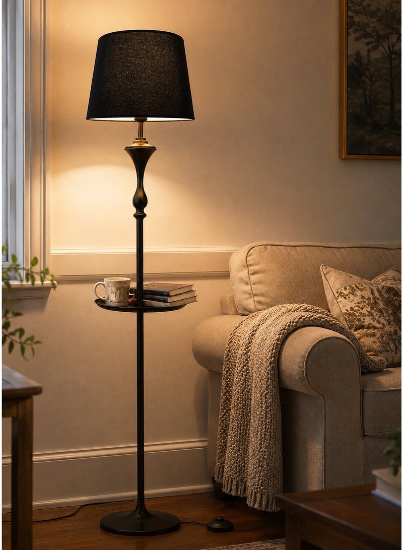 Aurrako Modern Floor Lamp with Shelves, 160cm Small Tall Stand Lamps with Shades and Foot Switch for Living Room Decor, Bedroom, Office, Home Decor - Image 1