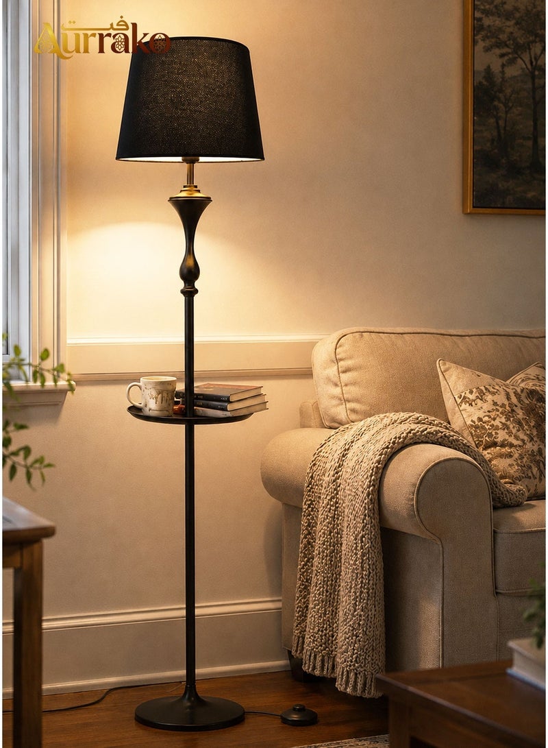 Aurrako Modern Floor Lamp with Shelves, 160cm Small Tall Stand Lamps with Shades and Foot Switch for Living Room Decor, Bedroom, Office, Home Decor - Image 1